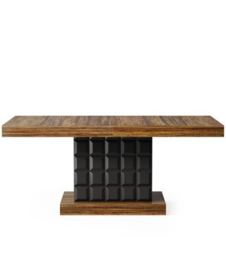 Farmhouse Dining Table with Geometric Relief for 4 to 6 People