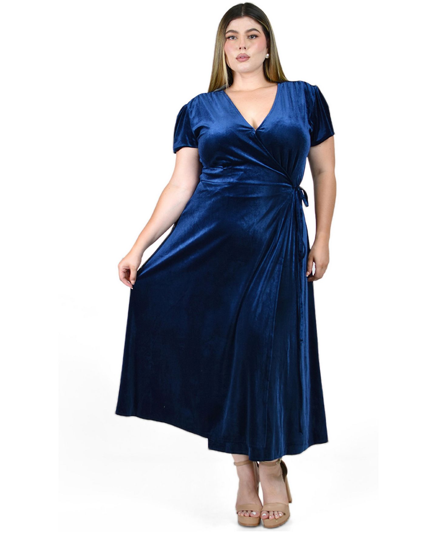 Женское платье Roman Fashion Velvet Wrap, цвет: Тёмно-синий — фото 1
