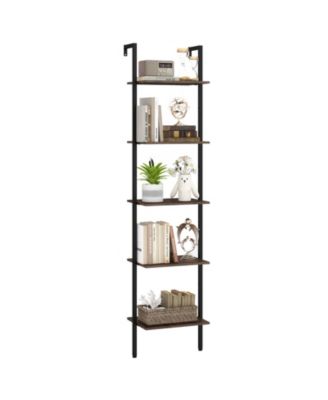 5 Tier Wall Mount Ladder Shelf with Anti-Tipping Kits for Home Office