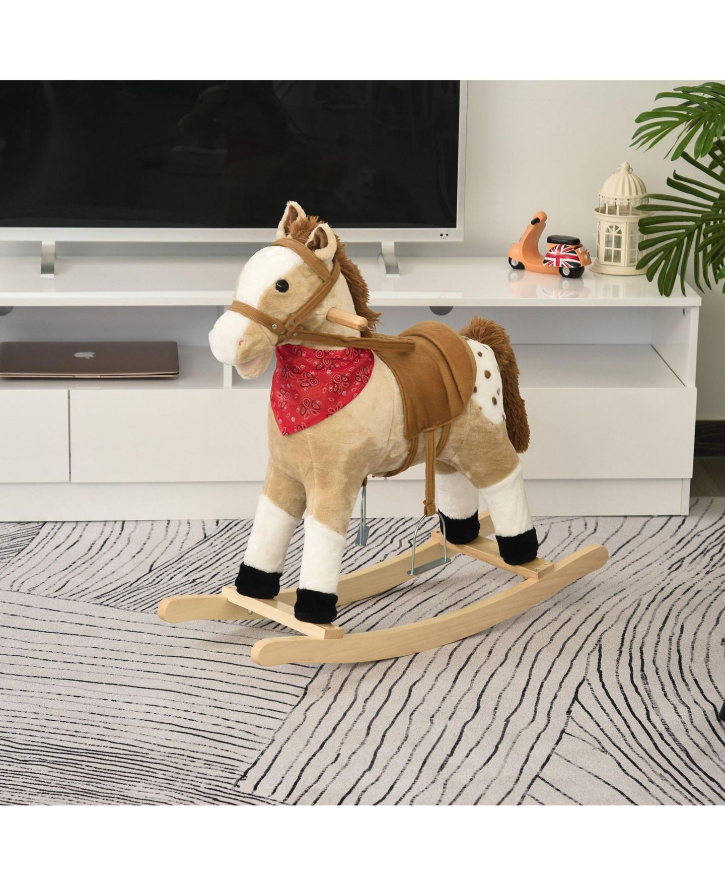 Детская мягкая игрушка SEVORLEY Plush Rocking Ride-On Toy, 3–6 лет, цвет: Бежевый — фото 10