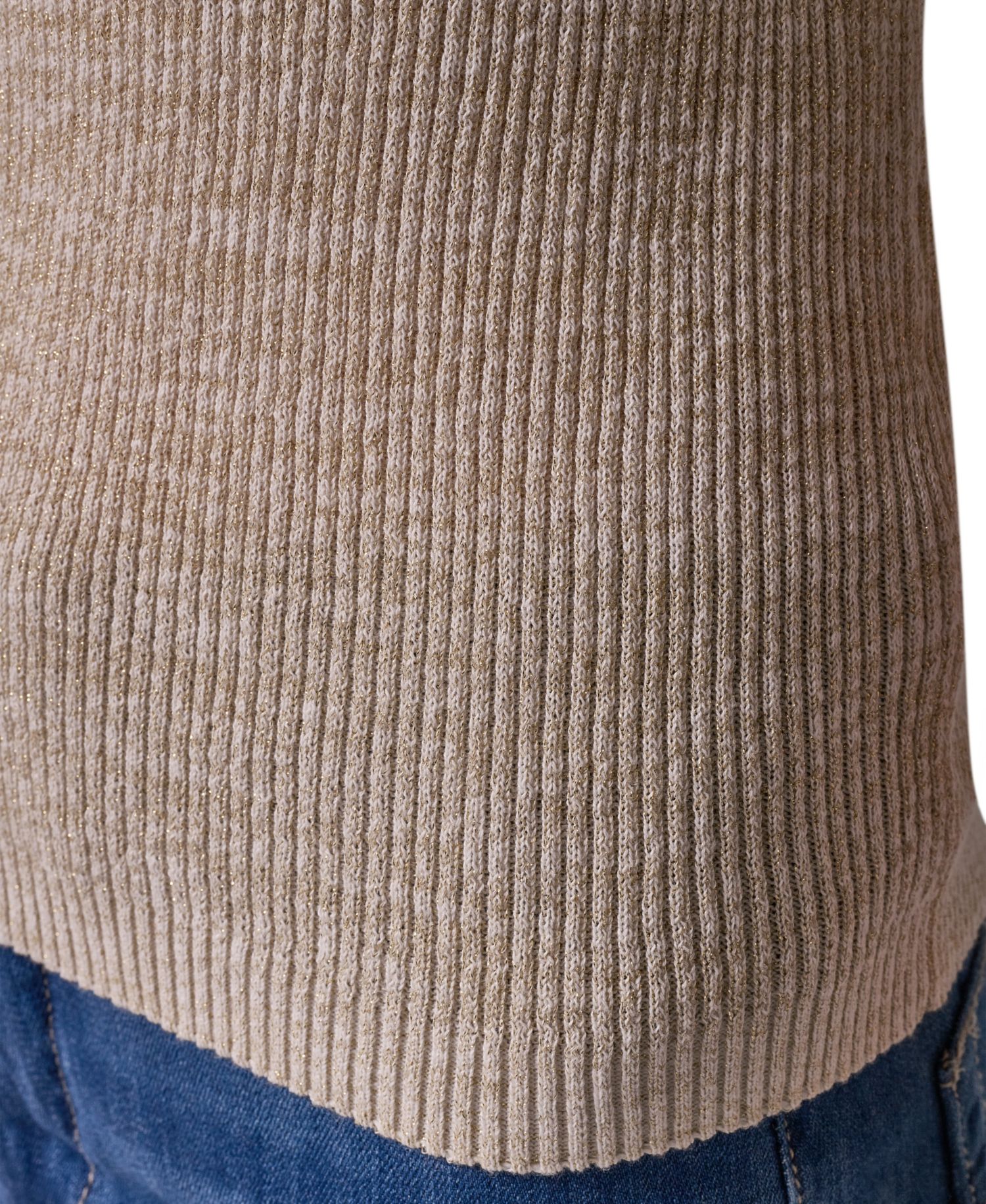 Women's Cotton Rib Elbow Sleeve Polo Sweater