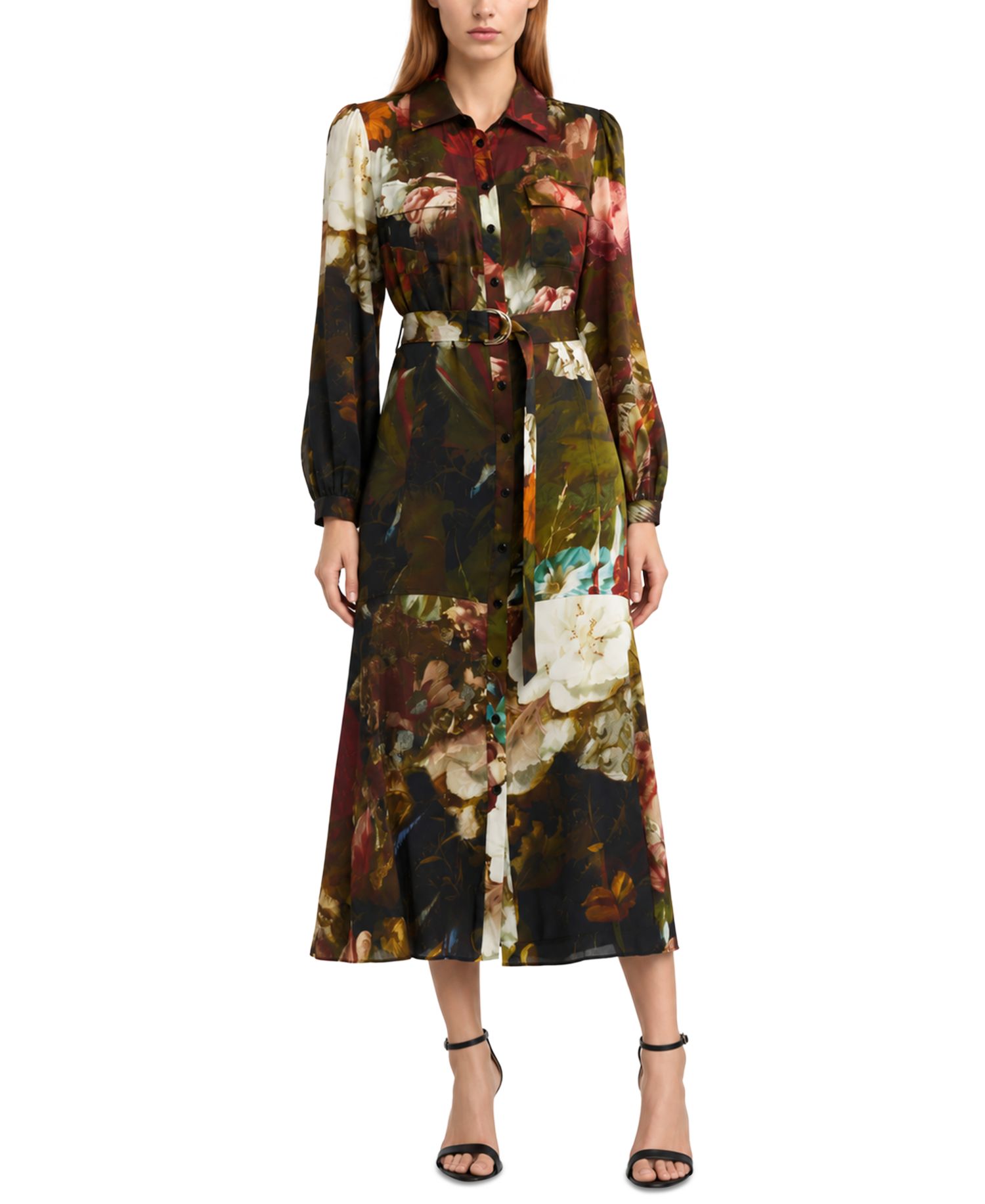 Women's Mika Long-Sleeve Floral-Print Midi Dress