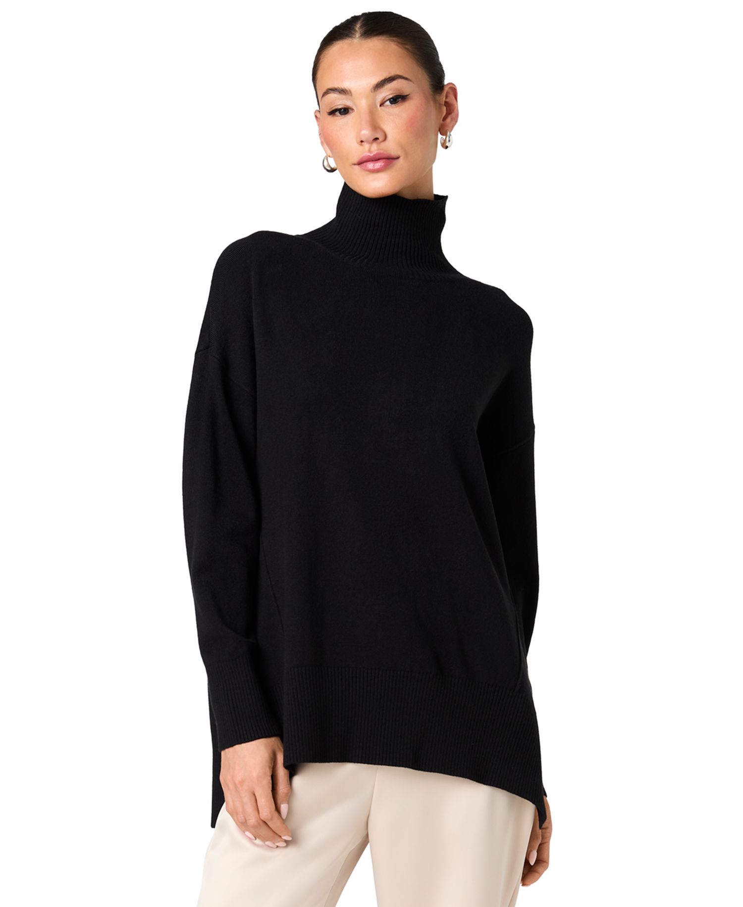 Women's Long-Sleeve Turtleneck Side-Slit Sweater