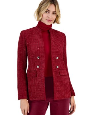 Women's Tweed Double-Breasted Notched-Collar Jacket