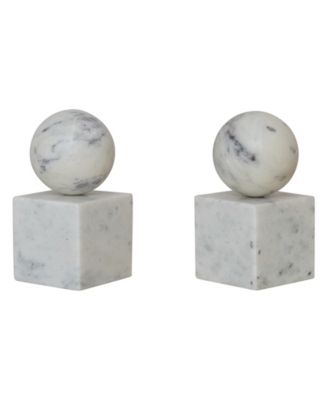 2-Piece Marble Geometric Bookends