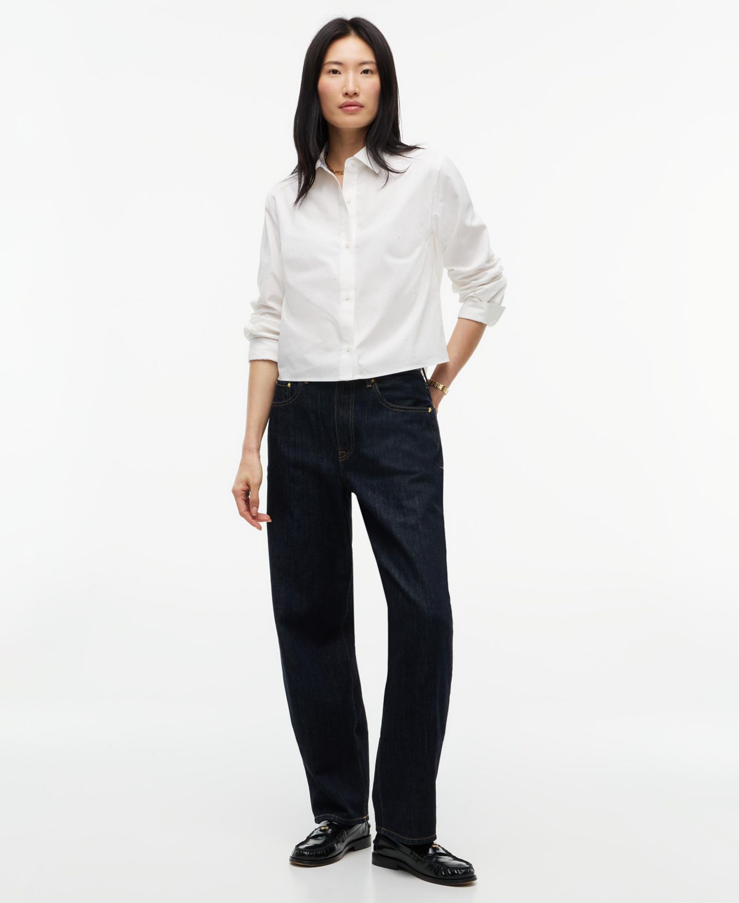 Женская рубашка Tommy Hilfiger Long-Sleeve Boxy Poplin, цвет: Экрю — фото 2