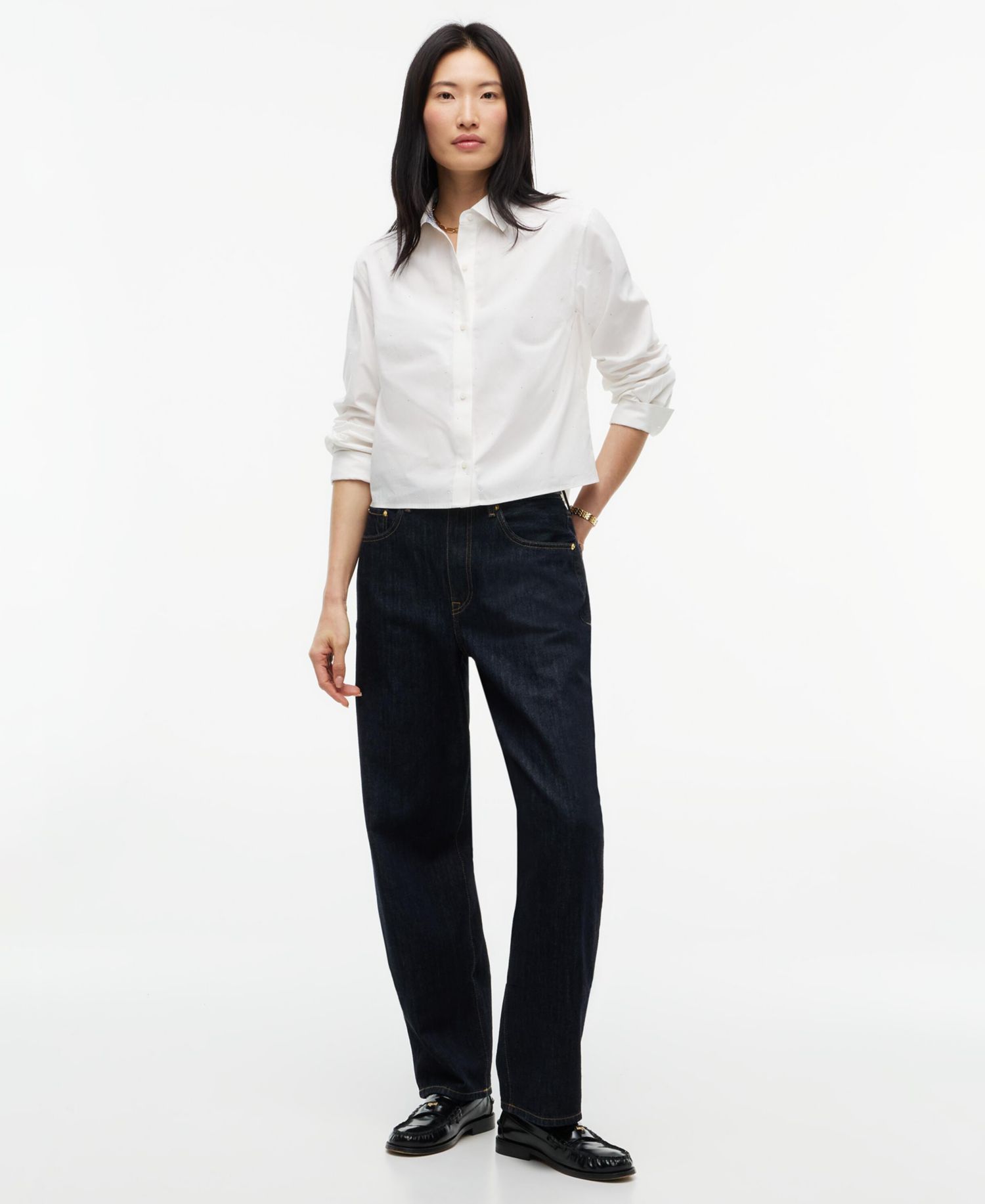 Women's Long-Sleeve Boxy Poplin Shirt
