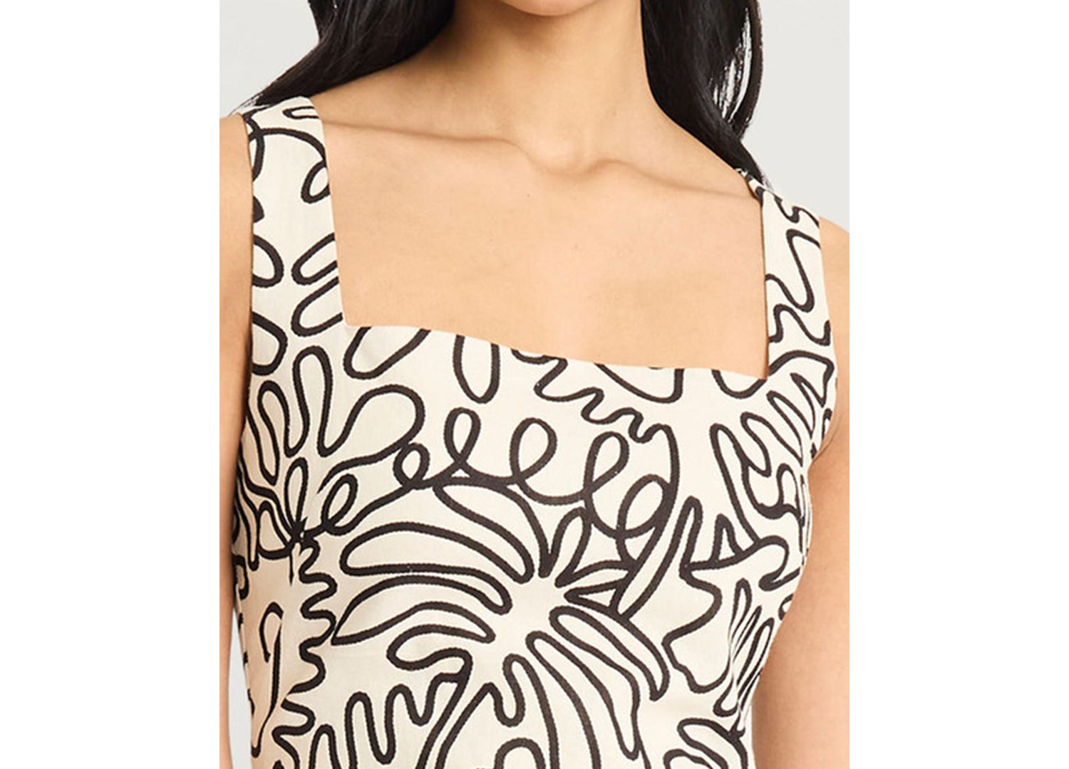Women's Printed Square-Neck Sleeveless Mini Dress