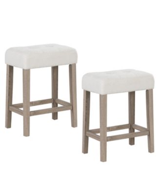 Modern Counter Height Bar Stools Set of 2 with Rubber Wood Legs