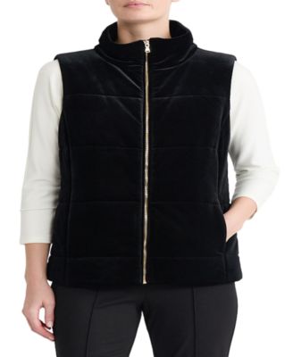 Petite Quilted Velvet Vest
