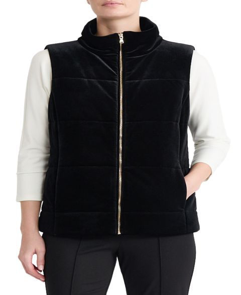 Женский жилет Jones New York Petite Quilted Velvet, цвет: Чёрный
