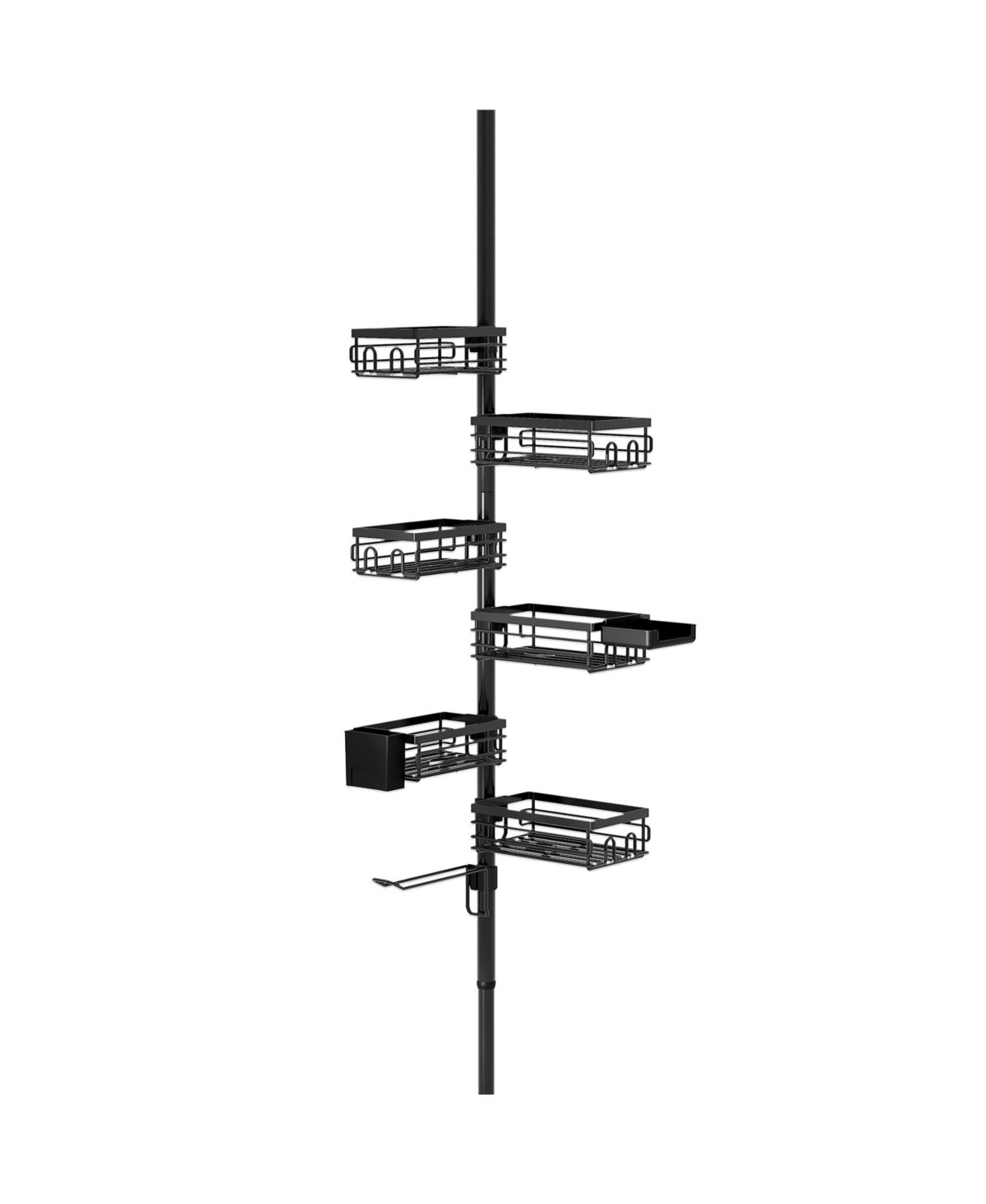 Utopia Alley Tension Pole Shower Caddy Corner Organizer, Max 109 Inch Adjustable Height, 6 Tier No Drill Shower Storage Rack - Matte black