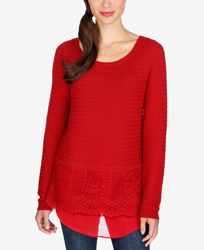 Lucky Brand Lace-Trim Sweater