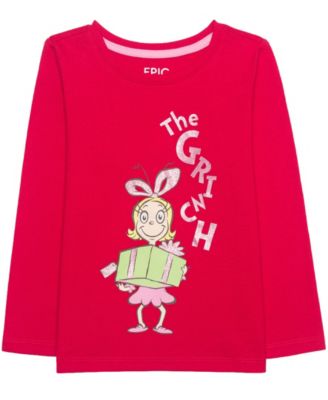 Toddler Girls' 12M-5T Grinch Glitter Long-Sleeve T-Shirt