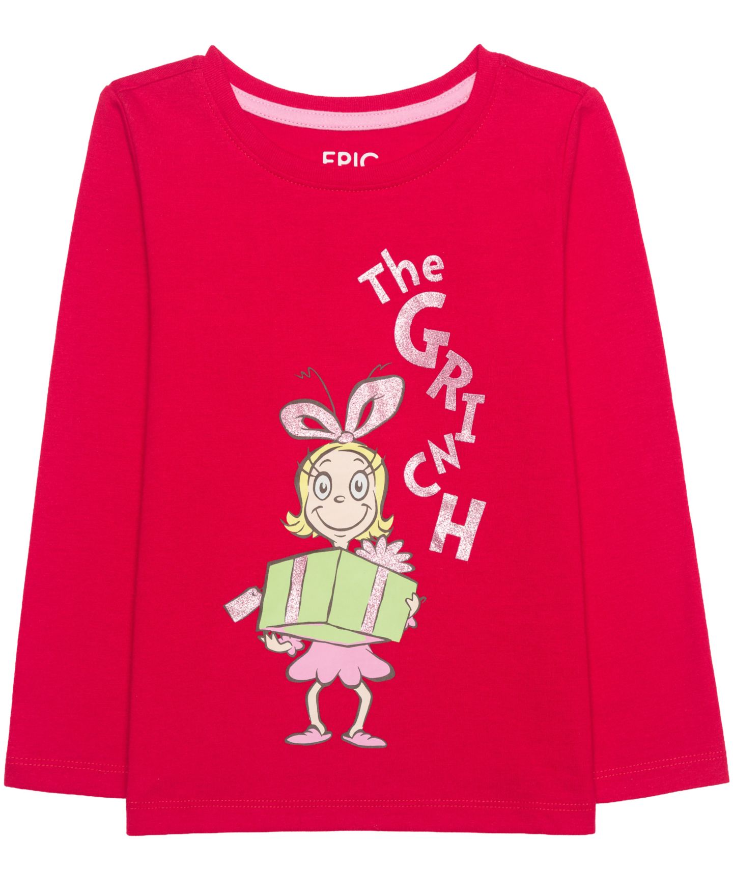 Футболка Epic Threads Grinch Glitter Long-Sleeve для девочек-малышей, цвет: Вишнёвый — фото 1
