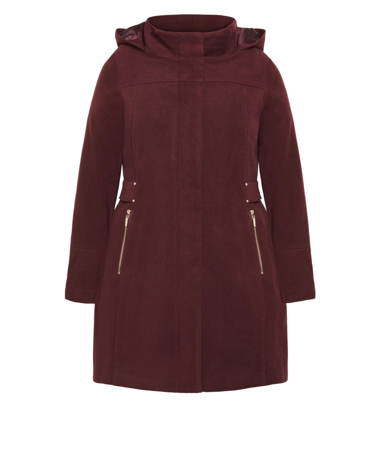 Women's Plus Size Faux Wool Plain Coat