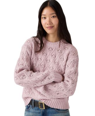 Women's Zoe Pointelle Long-Sleeve Crewneck Sweater