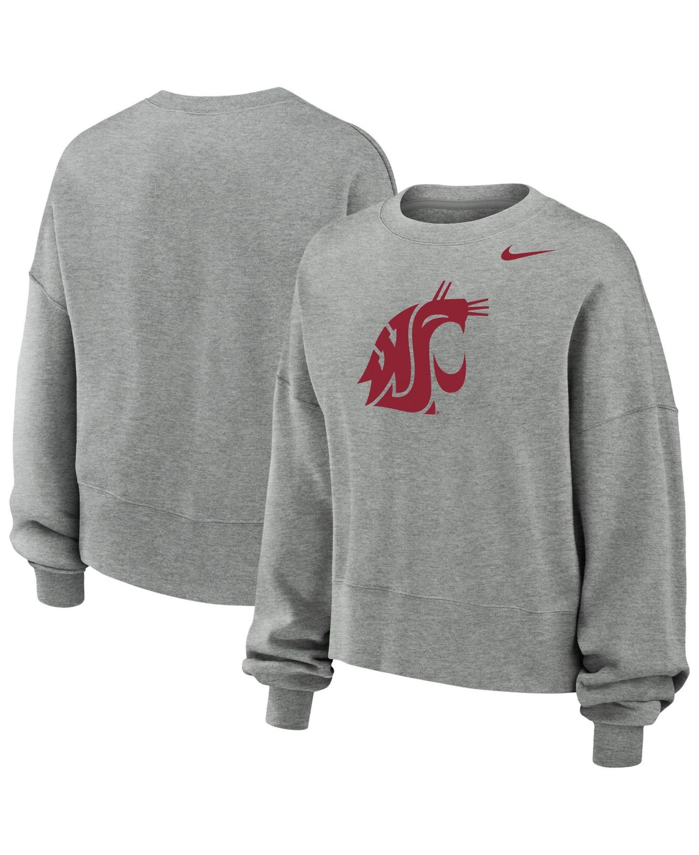 Женская толстовка Nike Heather Gray Washington State Cougars Phoenix Fleece Pullover — фото 1