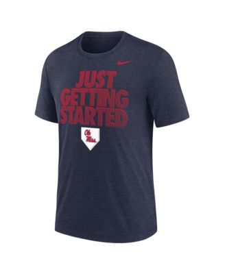 Men's Heather Navy Ole Miss Rebels 2026 NCAA Baseball Men's College World Series Dugout Tri-Blend T-Shirt