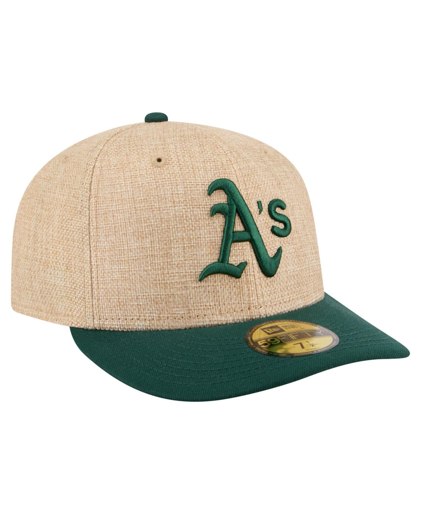 Мужская кепка New Era Natural/Green Athletics Twine 59FIFTY Fitted Hat — фото 3