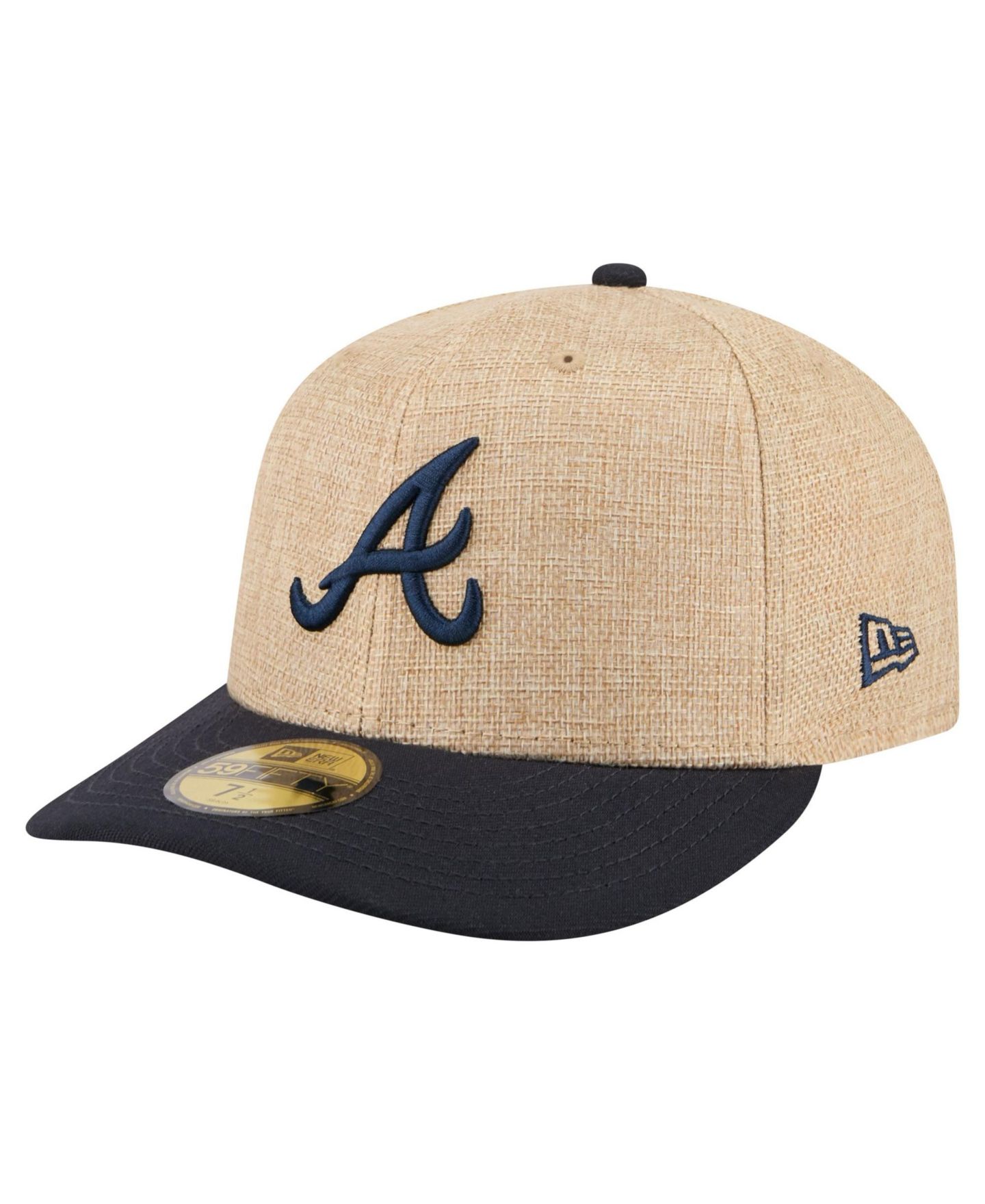 Мужская кепка New Era Natural/Navy Atlanta Braves Twine 59FIFTY Fitted Hat — фото 1