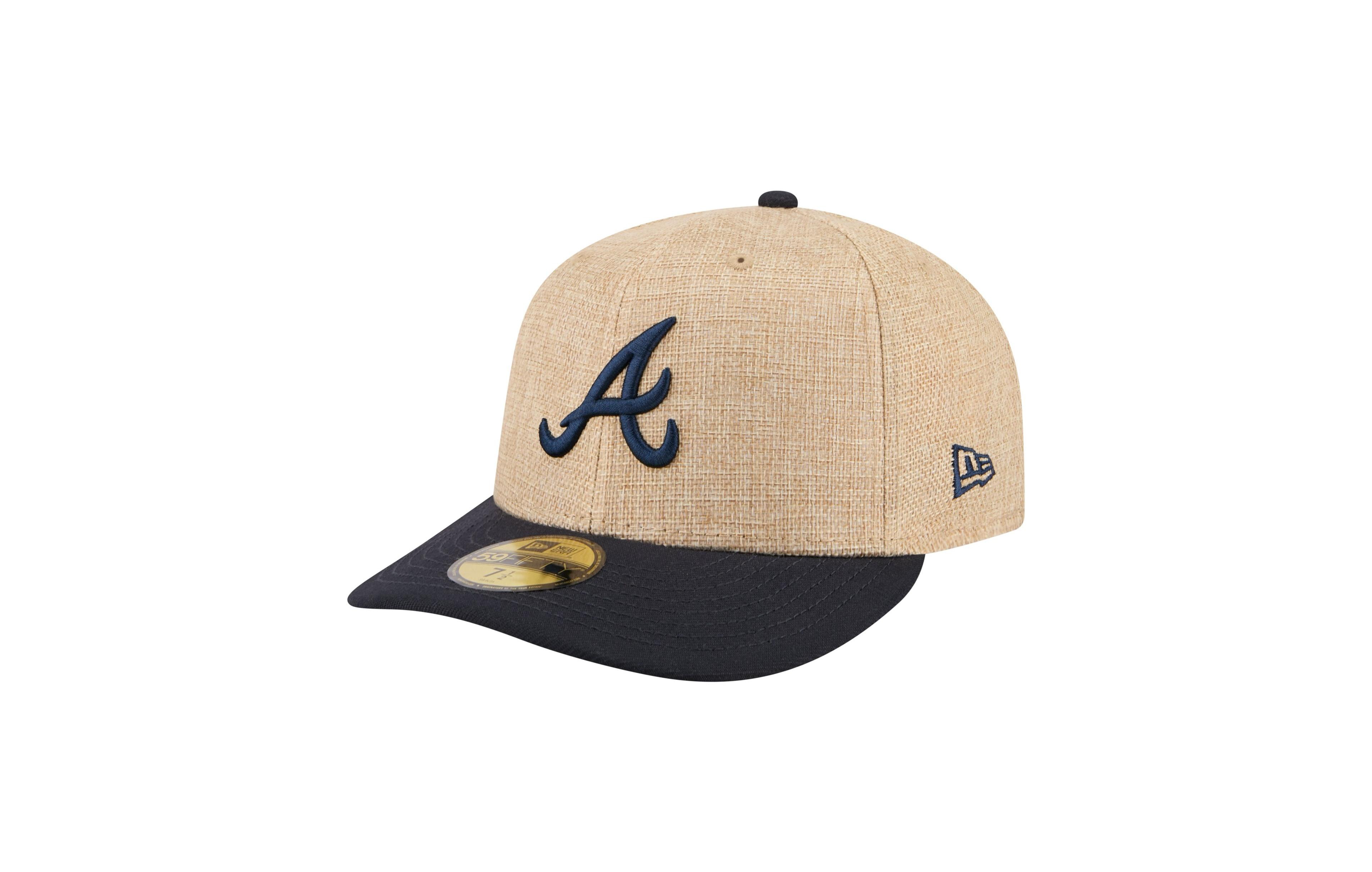 New Era Men's Natural/Navy Atlanta Braves Twine 59FIFTY Fitted Hat