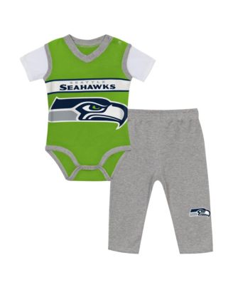 Baby Boys and Girls  Neon Green/Heather GrayÂ&nbsp;Seattle Seahawks Two-Piece Jersey Bodysuit & Pants Set