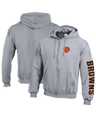 Men's  Heather Gray Cleveland Browns Powerblend Fleece Full-Zip Hoodie