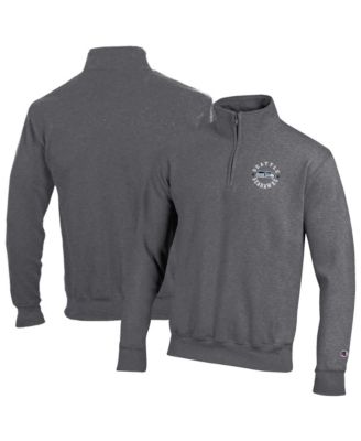Men's Heather Gray Seattle Seahawks Powerblend Quarter-Zip Pullover