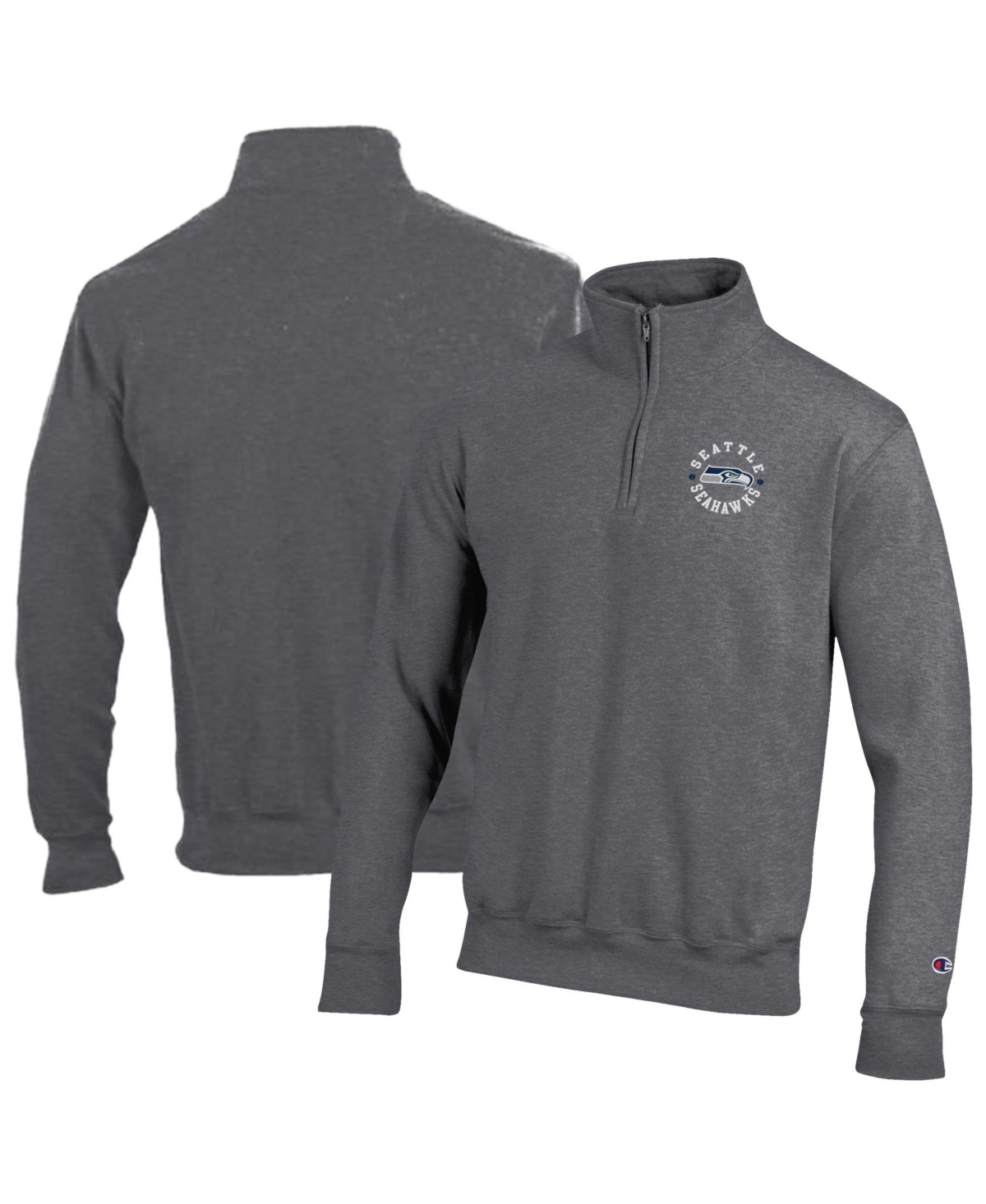 Champion Men's Powerblend Seattle Seahawks Quarter-Zip Mock-Neck Pullover - Heather Gray