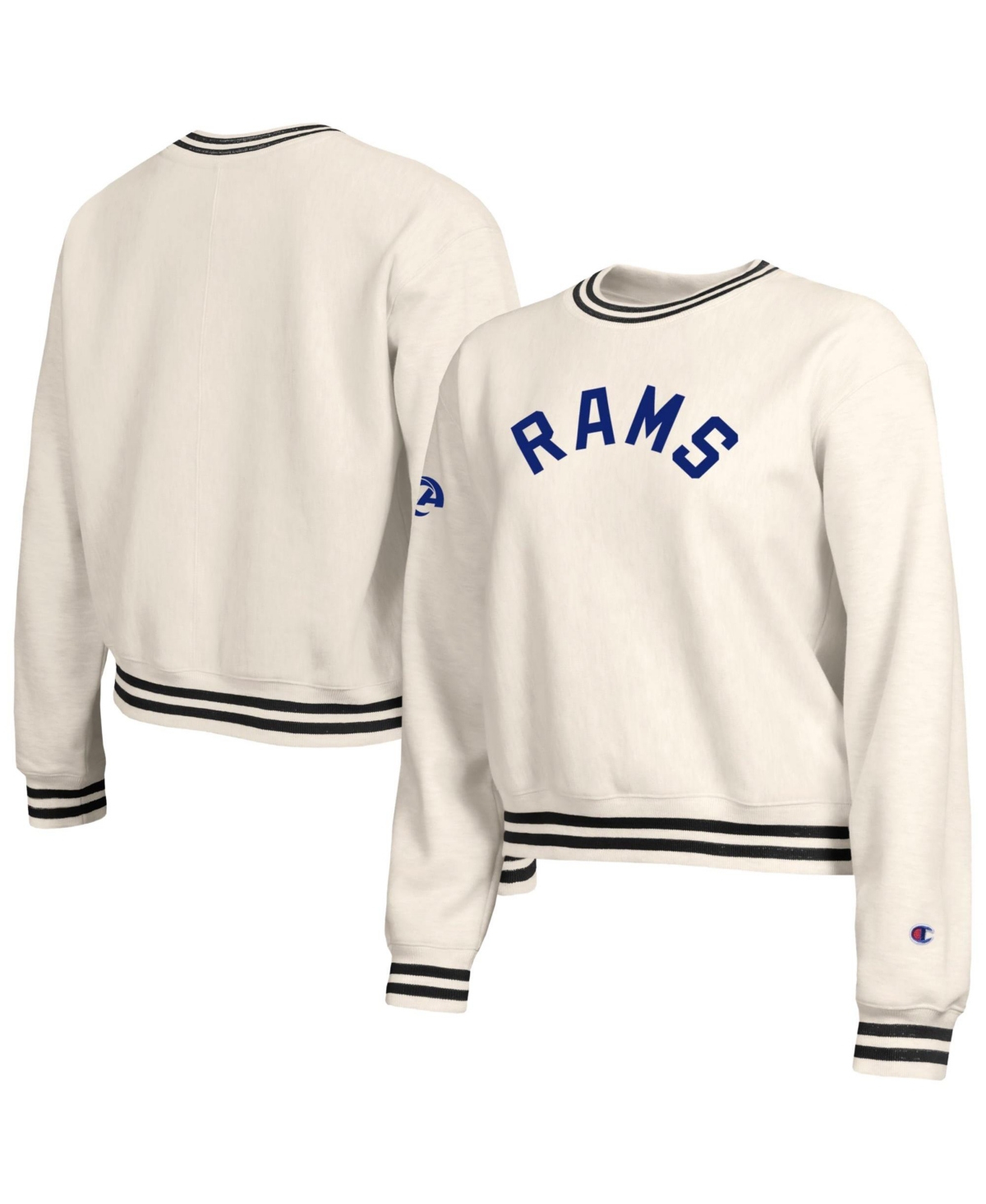 Women's Champion Bone Los Angeles Rams Reverse Weave Cropped Fleece Sweatshirt