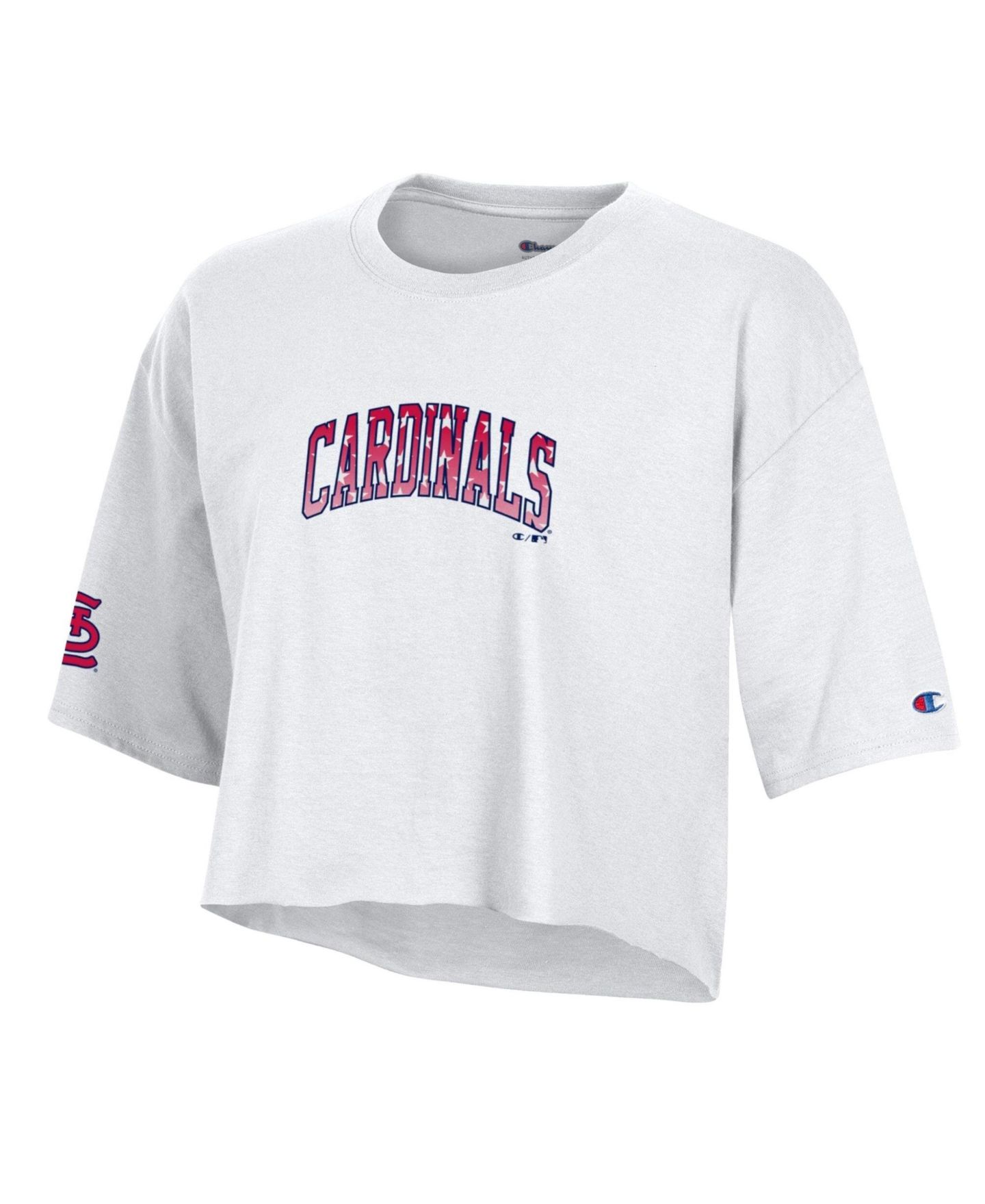 Женская футболка Champion White St. Louis Cardinals Boyfriend Cropped Americana — фото 2