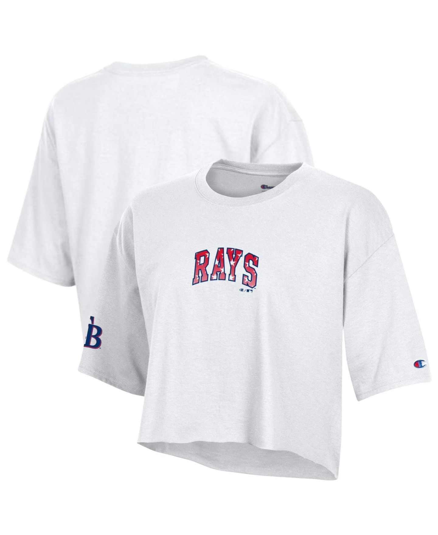 Женская футболка Champion White Tampa Bay Rays Boyfriend Cropped Americana — фото 1