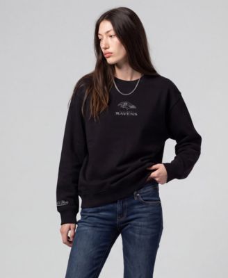 Women's Black Baltimore Ravens Core Essentials Micro Logo Fleece Sweatshirt