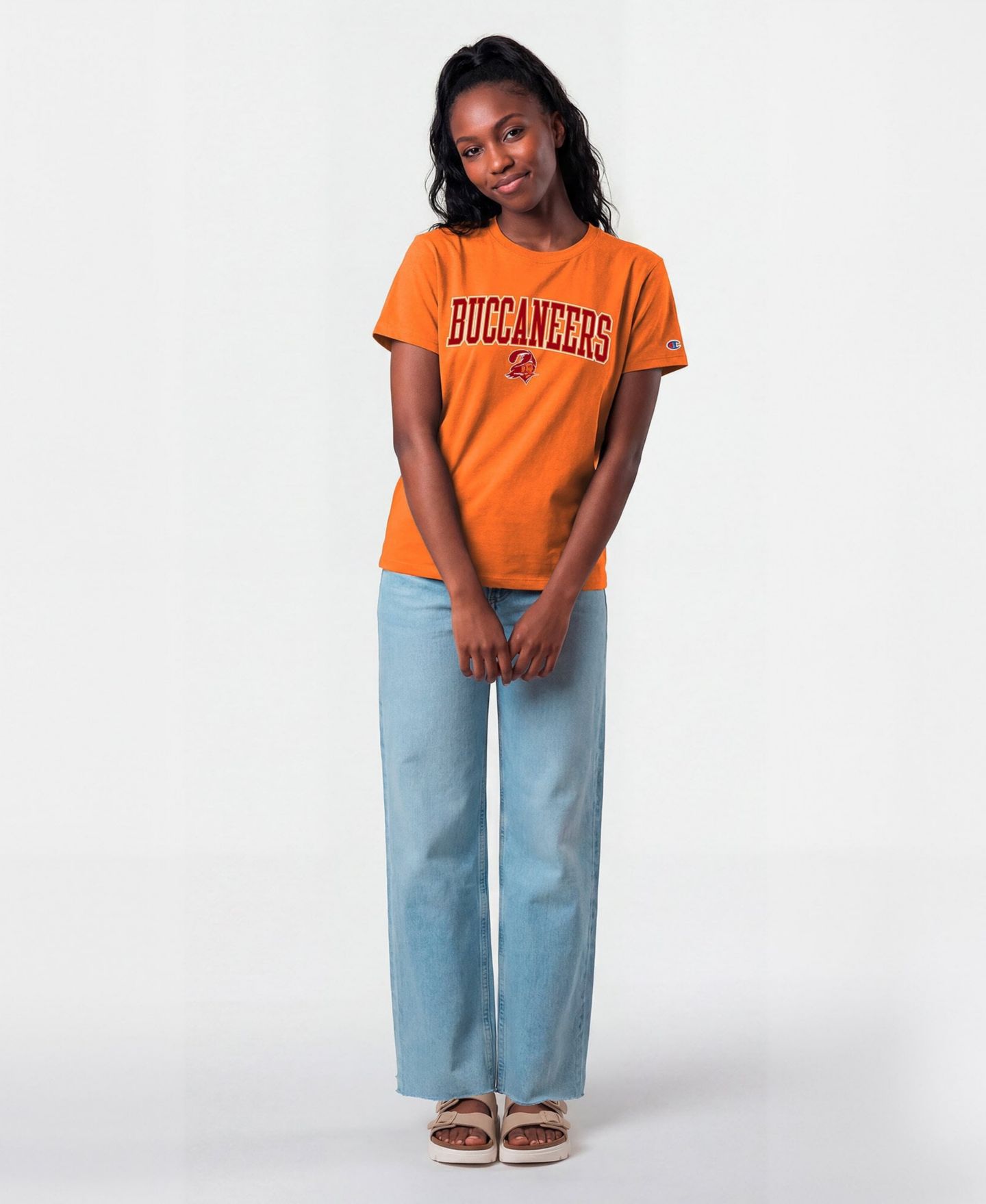 Женская футболка Champion Orange Tampa Bay Buccaneers Arched Over Throwback Logo — фото 3