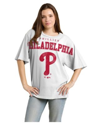 Women's  White Philadelphia Phillies Relaxed Big Text T-Shirt