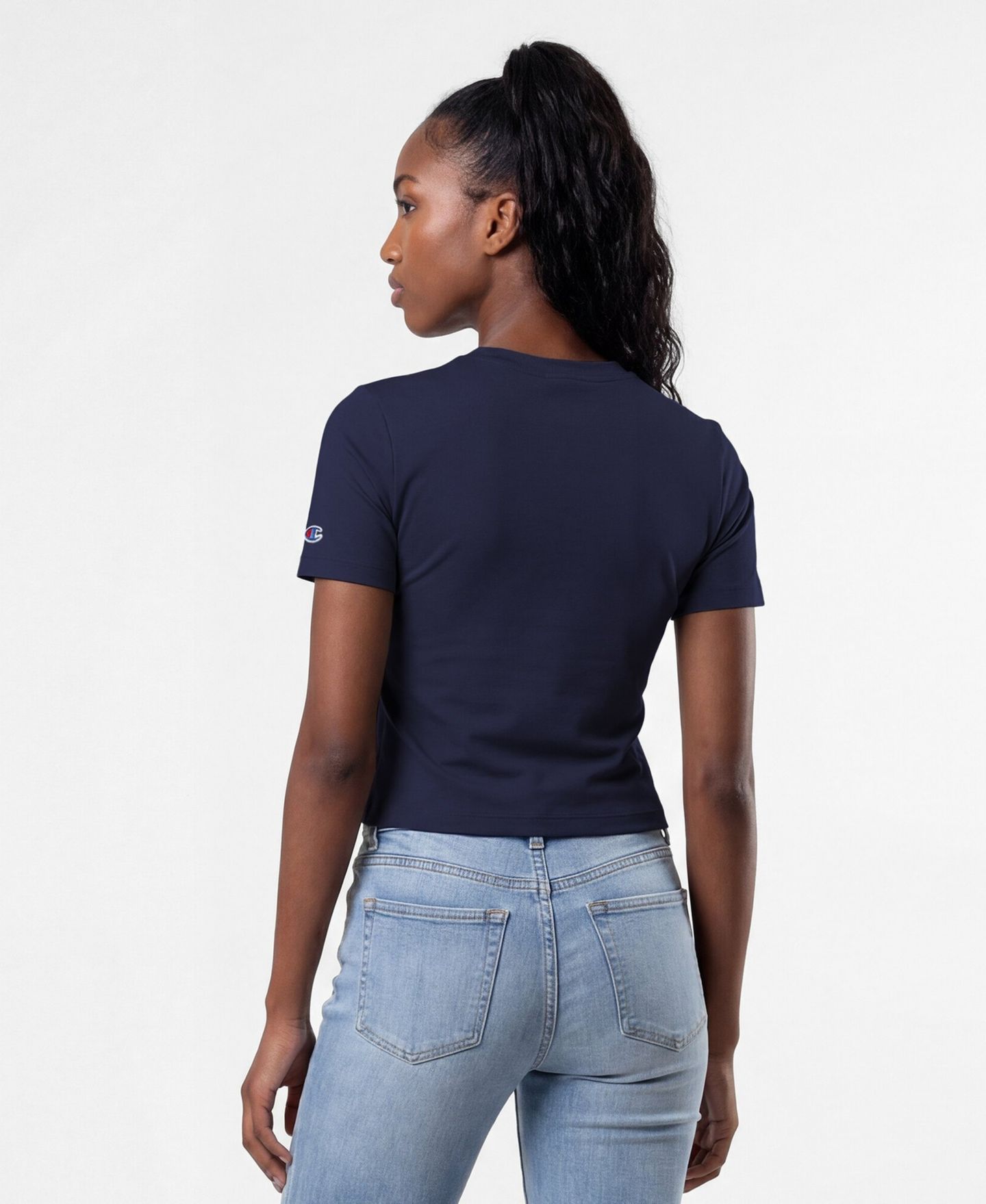 Женская футболка Champion Navy New York Mets Soft-Touch Fitted Cropped — фото 4