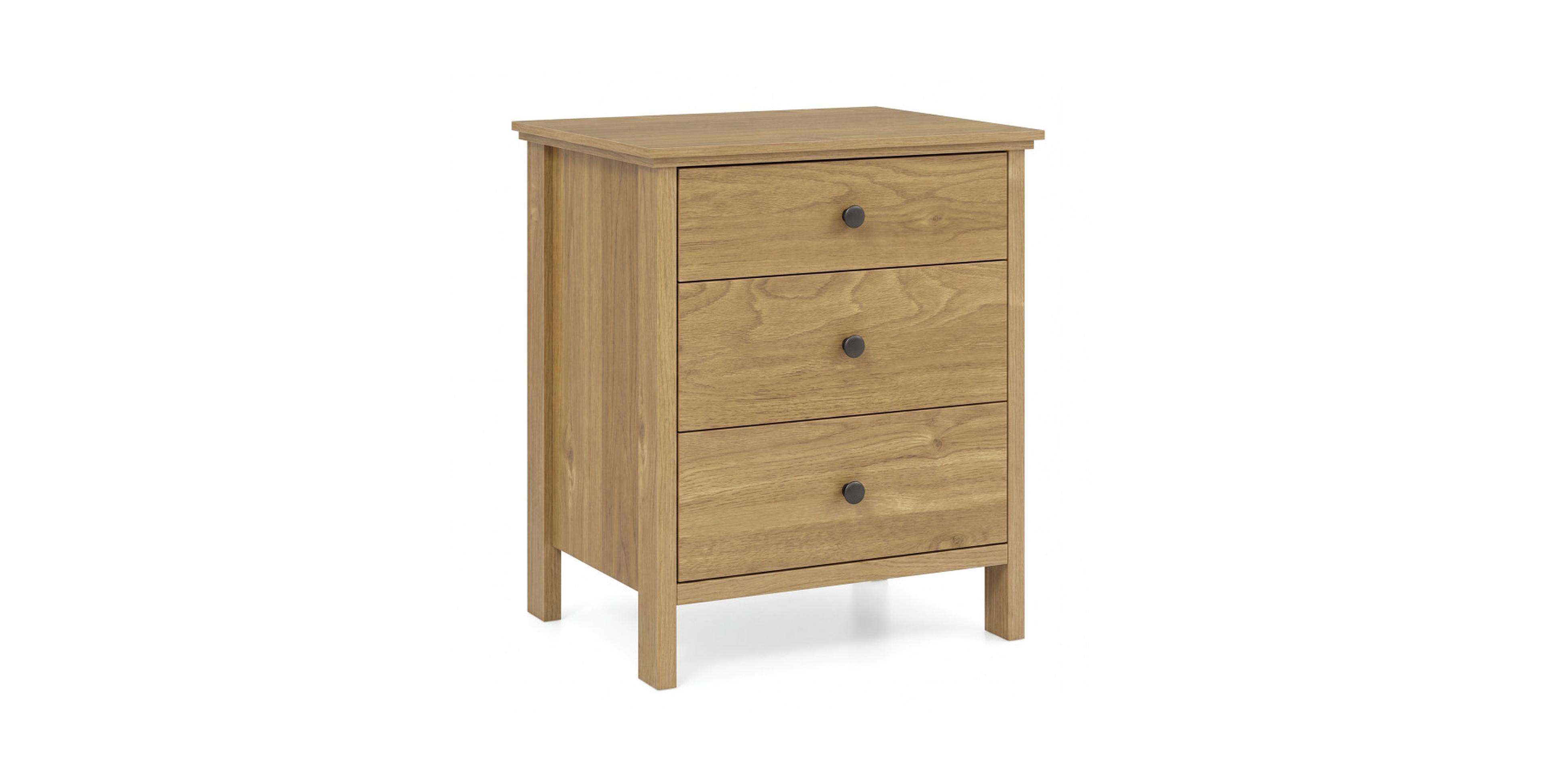 Gouun 3-Drawer Wooden Nightstand for Bedroom or Living Room