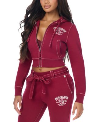 Juniors' Shrunken Cropped Full-Zip Long-Sleeve Hoodie