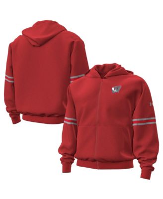 Men's Red Wisconsin Badgers 2026 Lambeau Field Collection Icon Taped Full-Zip Hoodie