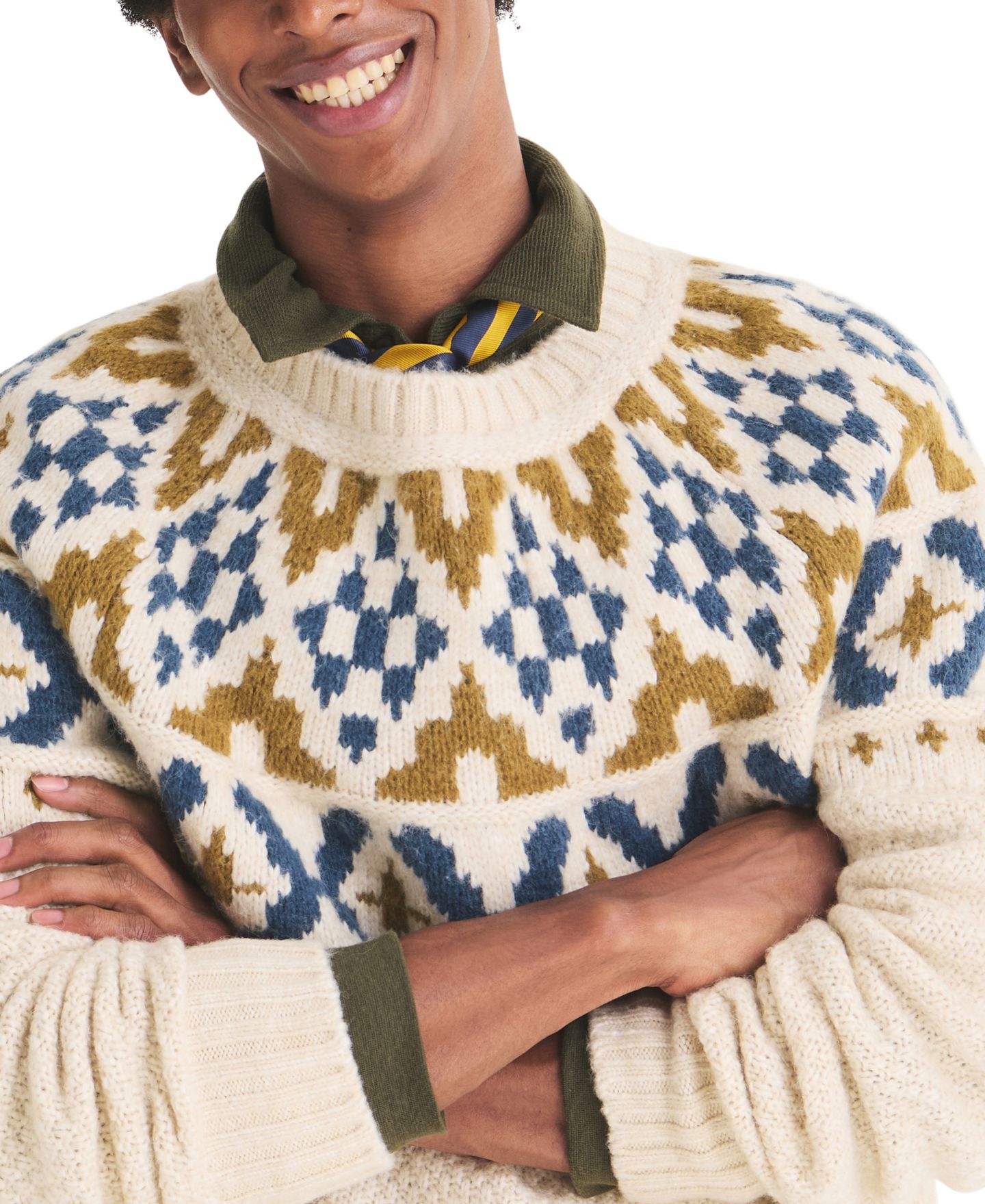 Мужской свитер Nautica Fair Isle Raglan Crewneck, цвет: Натуральный — фото 5