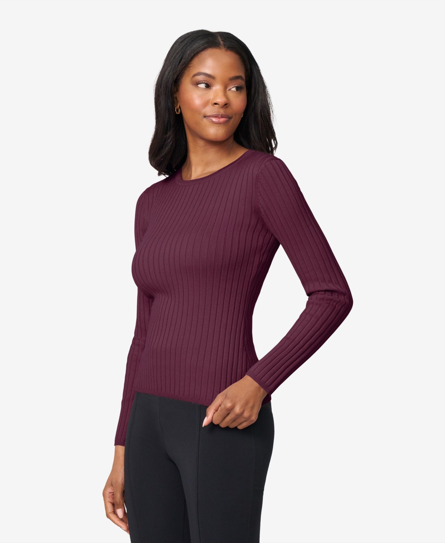 Women's Crewneck Ribbed-Knit Sweater