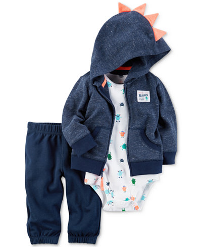 Carter's 3-Pc. Dino Spike Hoodie, Bodysuit & Pants Set, Baby Boys (0-24 months)