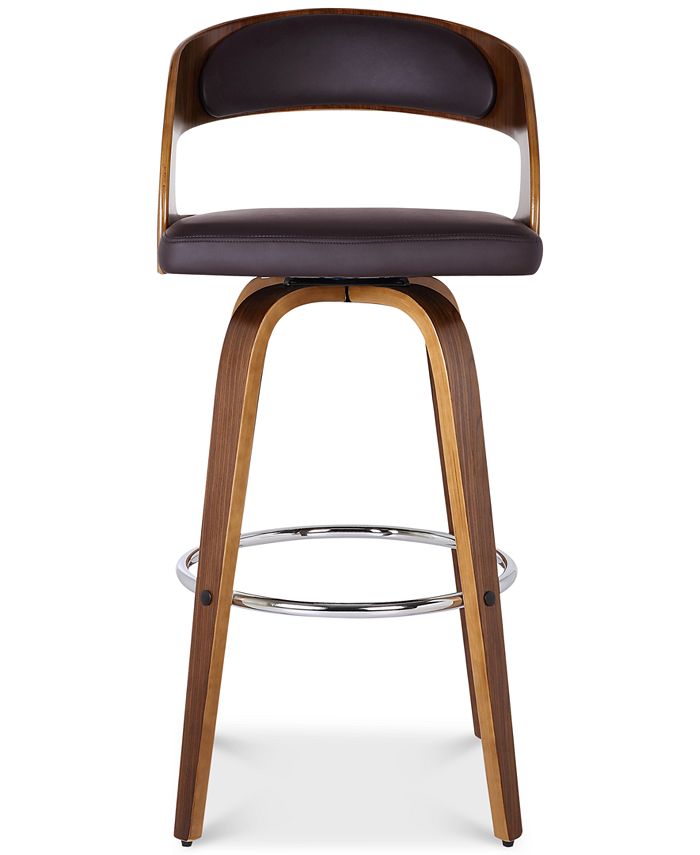 Armen Living Shelly 30" Bar Height Barstool in Walnut Wood Finish with