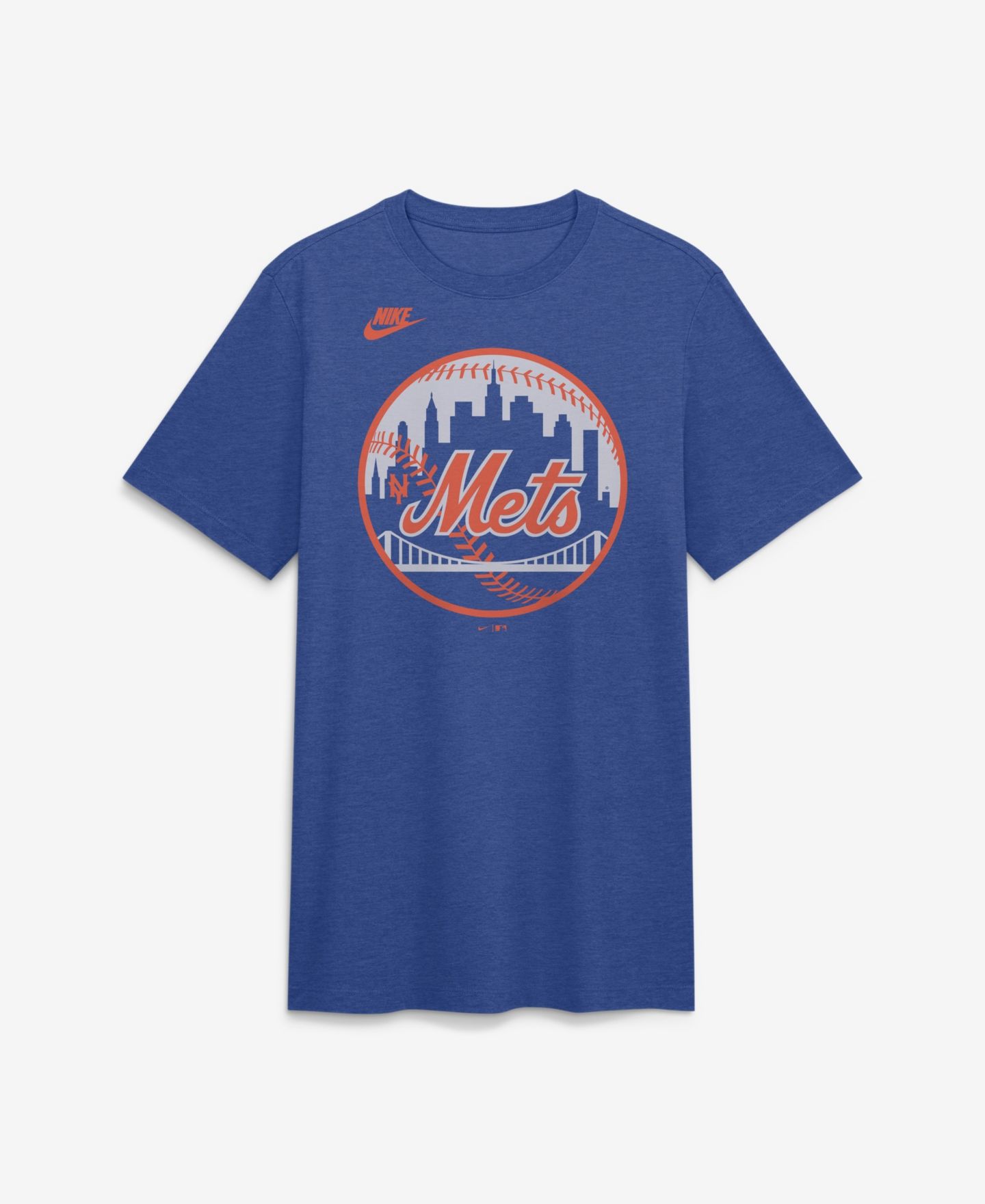 Мужская футболка Nike Heather Royal New York Mets Cooperstown Logo Tri-Blend — фото 2