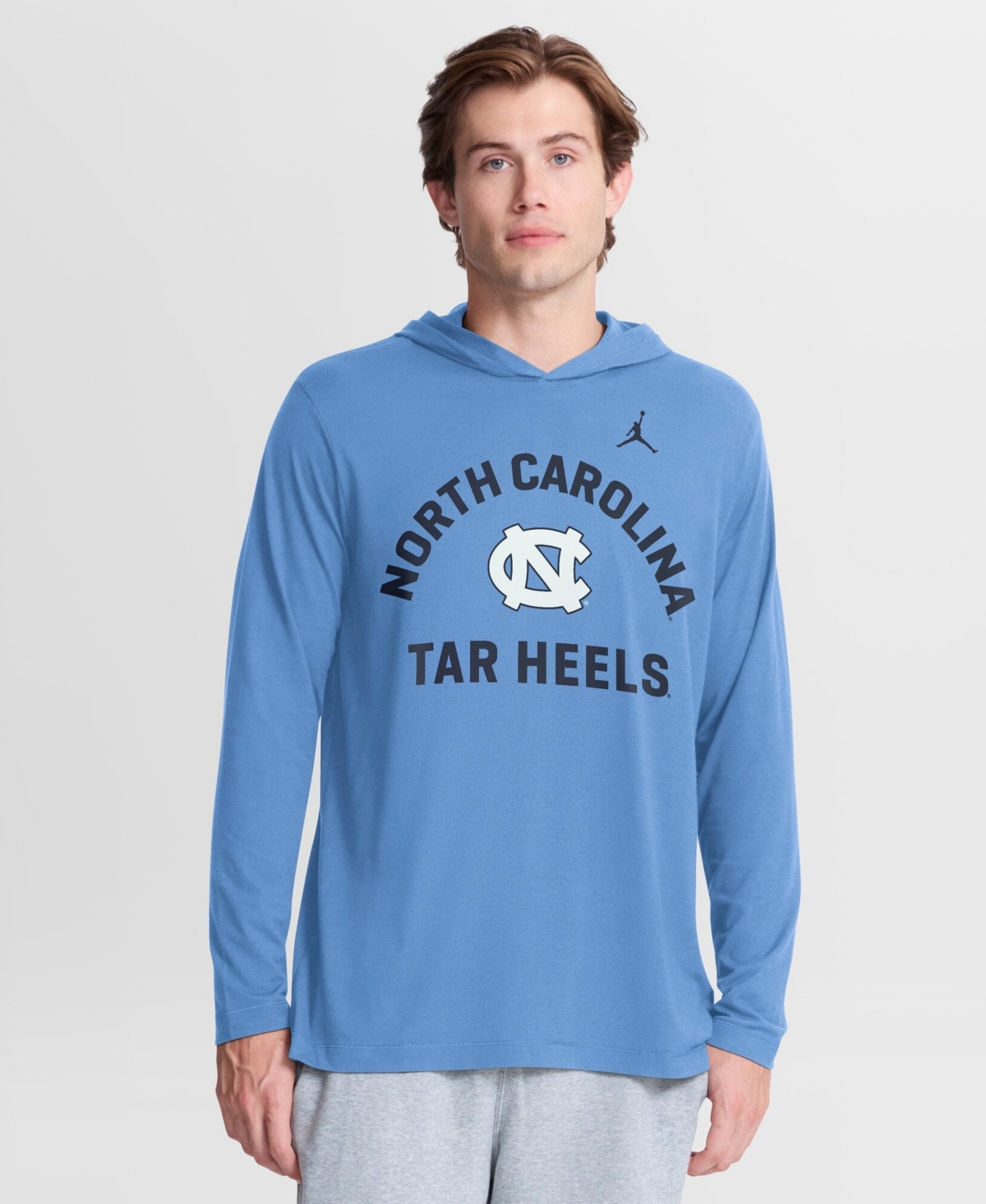 Jordan Men's Carolina Blue North Tar Heels Primetime Arch Tri-Blend Dri-fit Long Sleeve Hooded T-Shirt