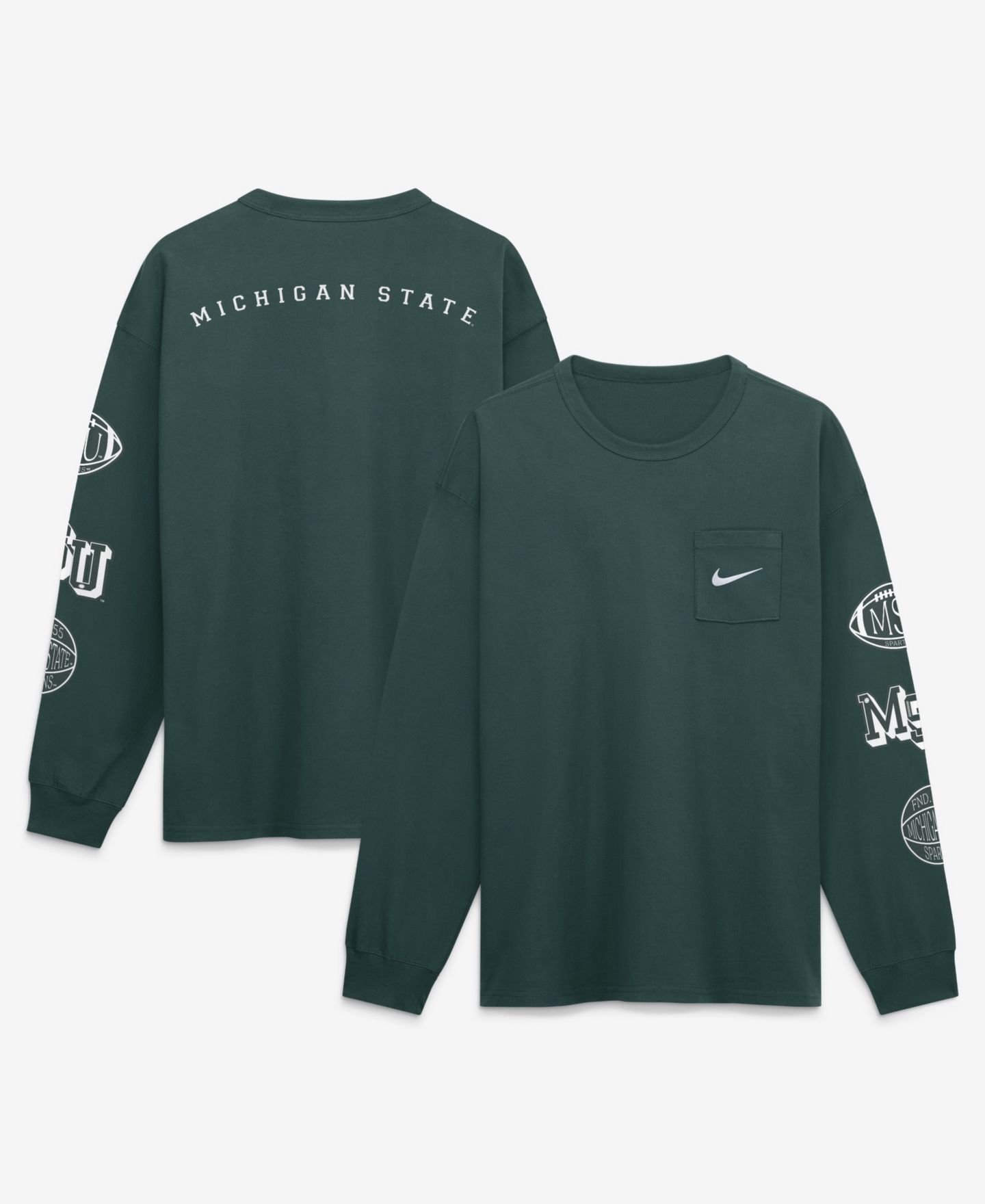 Мужская футболка Nike Green Michigan State Spartans Academic Long Sleeve Pocket — фото 1
