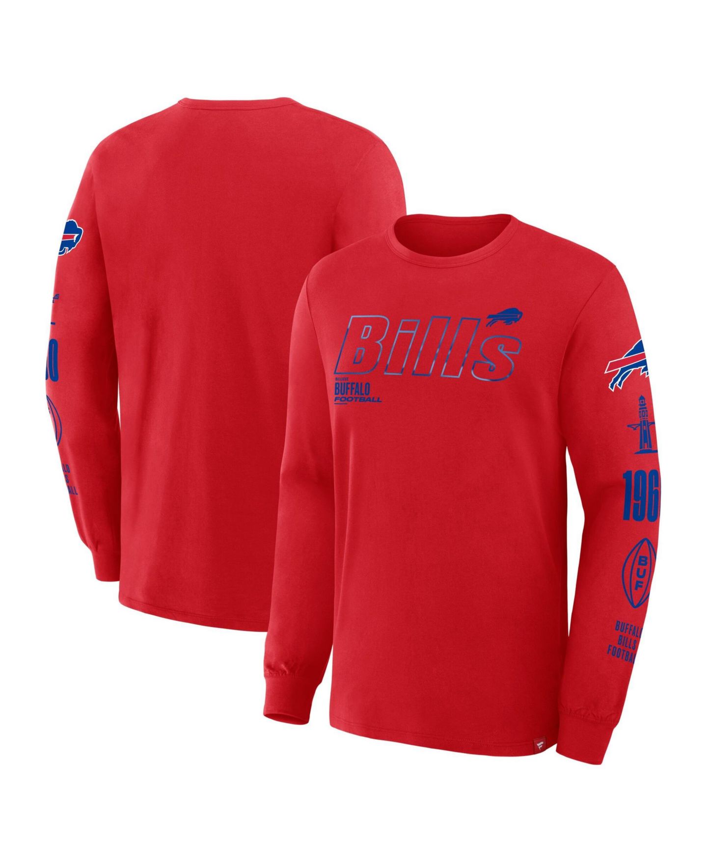 Мужская футболка Fanatics Red Buffalo Bills Checkdown Pass Long Sleeve — фото 3