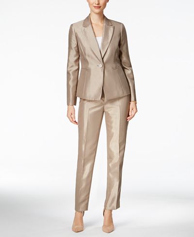 Le Suit Metallic One-Button Pantsuit