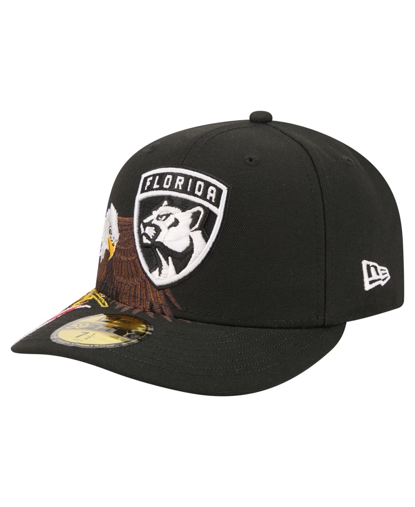 Мужская кепка New Era Black Florida Panthers Freedom Pre-Curved 59FIFTY Fitted Hat — фото 3
